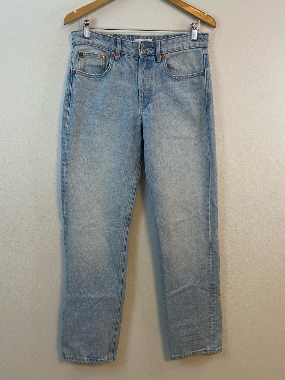 Zara Straight Leg Jeans Blue Denim Womens 6